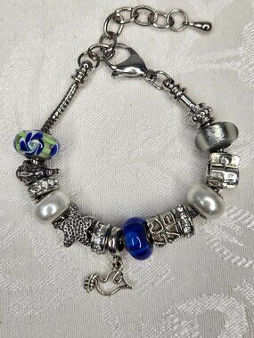Silver and Blue Charm Bracelet